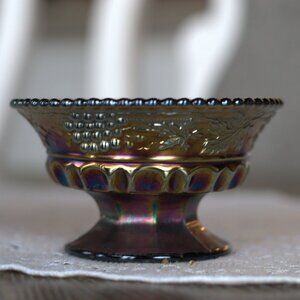 Northwood Carnival Glass Grape & Cable Footed Sherbet / Berry Compote Bowl
